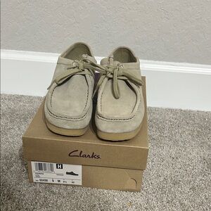 Clarks Men’s Light Beige Suede Wallabee Loafers